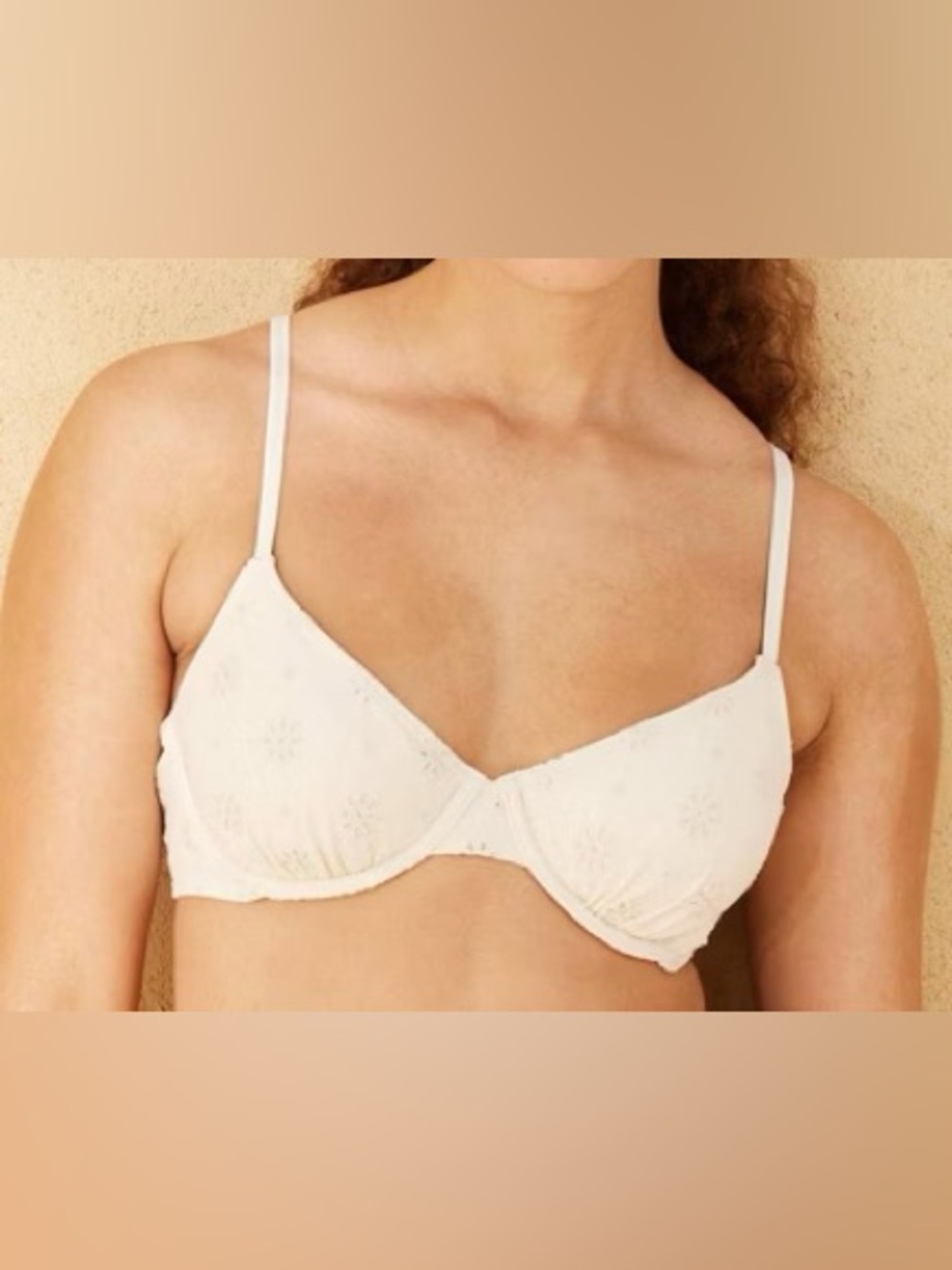 Shade & Shore Cream Eyelet Bikini Top 34C